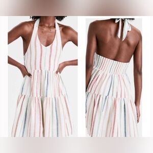 American Eagle Women's Colorfully Striped Halter Dress With Pockets Size Medium